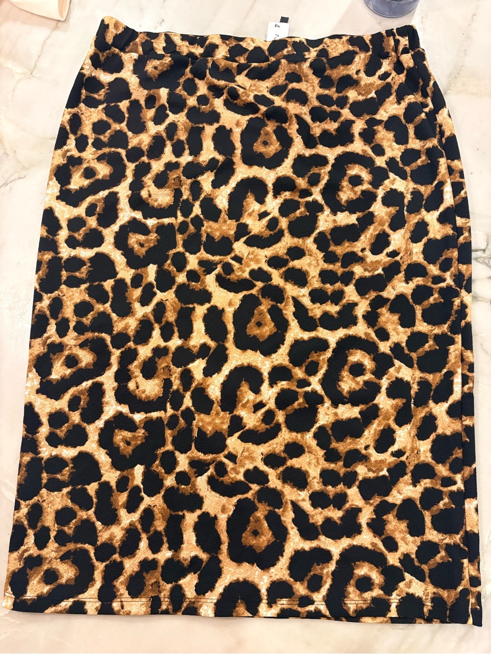 Leopard Print Pencil Skirt — Black and Brown